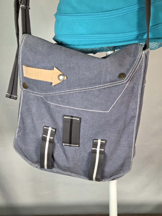 Diesel Other - Vtg DIESEL Y2K Distressed Grey Canvas Messenger Bag - Excellent Condition